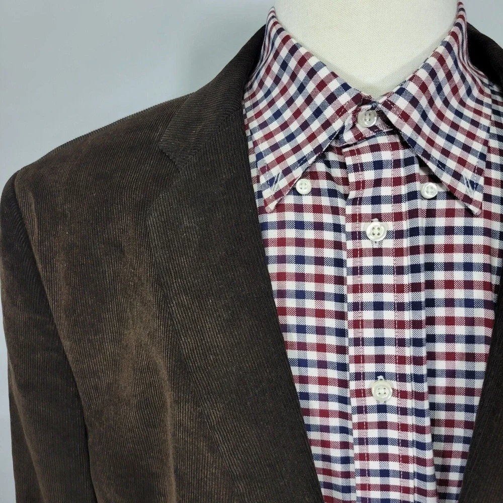 Pronto Uomo Men's Sport Coat Blazer Two Button Brown Corduroy‎ Cotton Sz 48XL